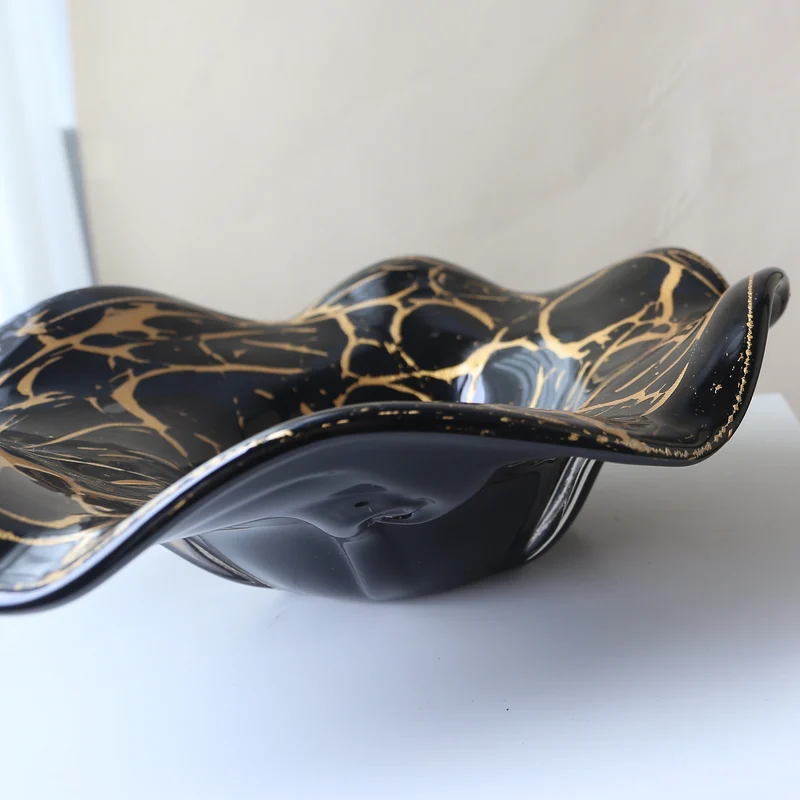 Sculptural Handcrafted Decorative Glass Centerpiece Bowl Stornfield