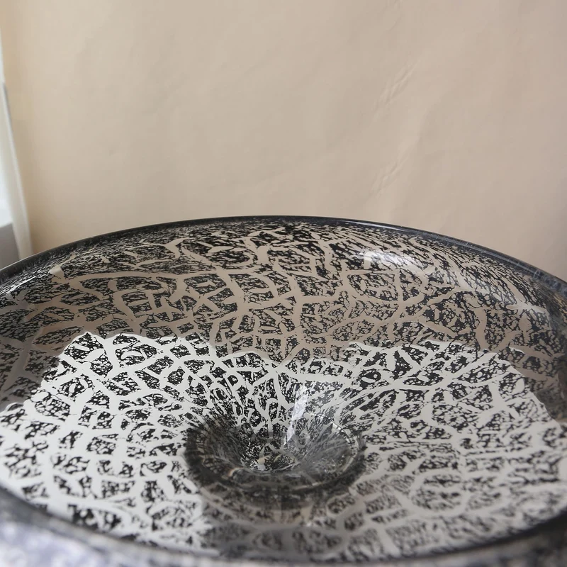 Sculptural Handcrafted Decorative Glass Centerpiece Bowl Stornfield