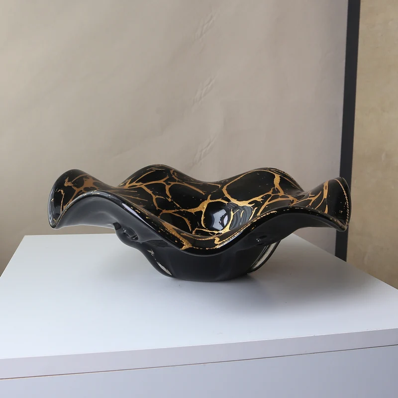 Sculptural Handcrafted Decorative Glass Centerpiece Bowl Stornfield