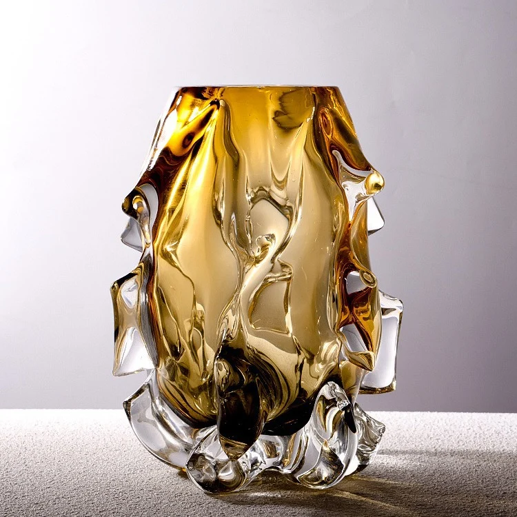 Handcrafted Sculptural Melted-Edge Thick-Glass Centrepiece Vase Stornfield