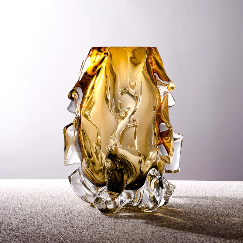 Handcrafted Sculptural Melted-Edge Thick-Glass Centrepiece Vase Stornfield