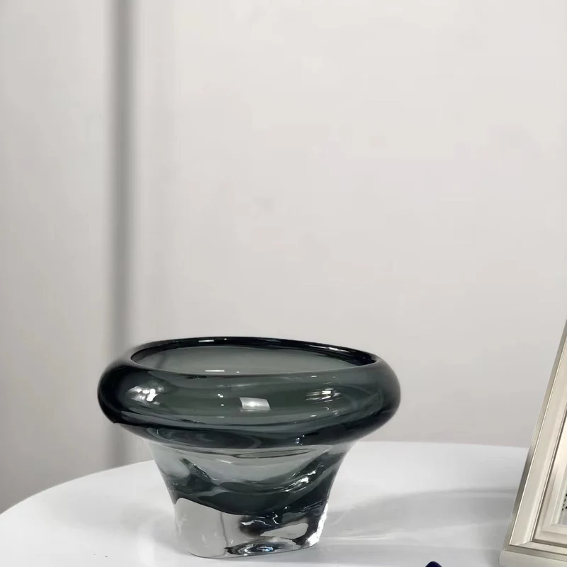 Handblown Thick-Glass Pedestal Centerpiece Bowl Stornfield