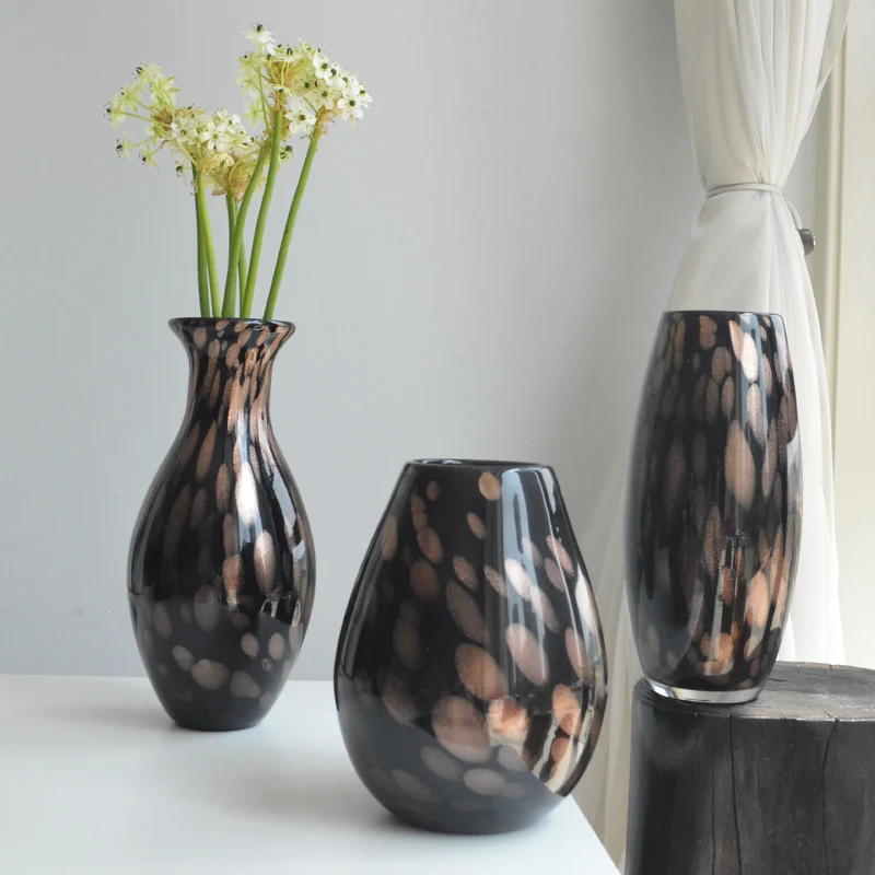 Handblown Speckled Glass Bulb Vase with Narrow Mouth and High-Gloss Finish Stornfield