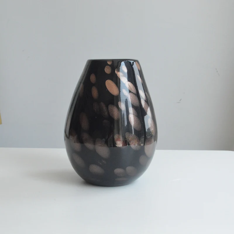 Handblown Speckled Glass Bulb Vase with Narrow Mouth and High-Gloss Finish Stornfield