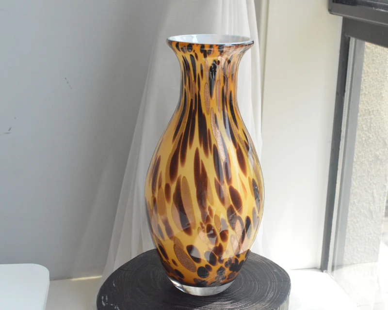Handblown Speckled Glass Bulb Vase with Narrow Mouth and High-Gloss Finish Stornfield