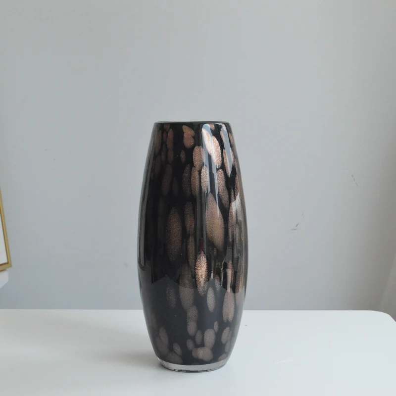 Handblown Speckled Glass Bulb Vase with Narrow Mouth and High-Gloss Finish Stornfield