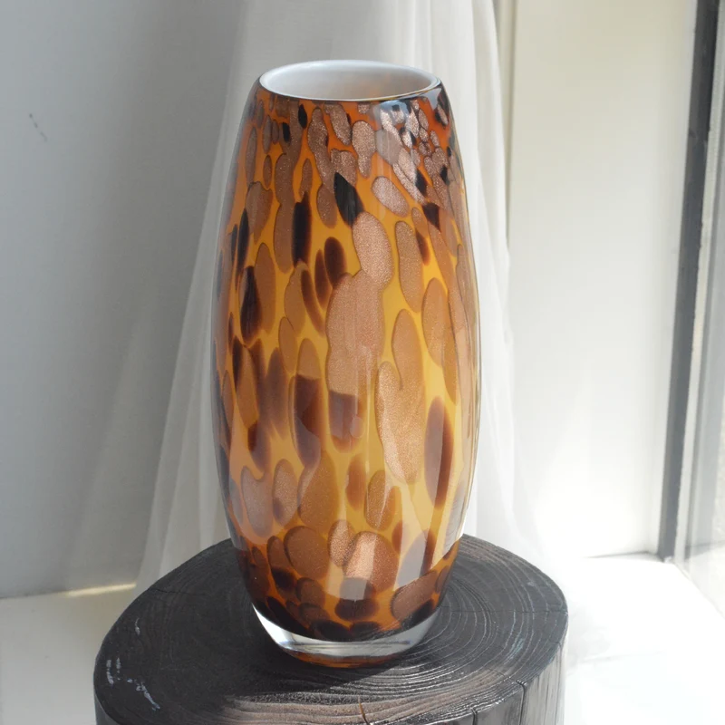 Handblown Speckled Glass Bulb Vase with Narrow Mouth and High-Gloss Finish Stornfield