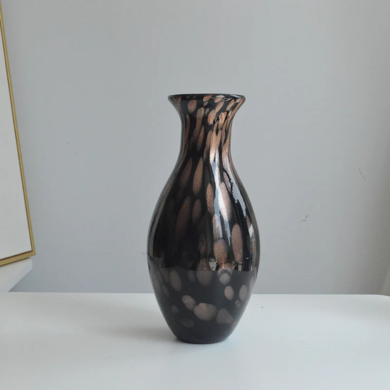 Handblown Speckled Glass Bulb Vase with Narrow Mouth and High-Gloss Finish Stornfield