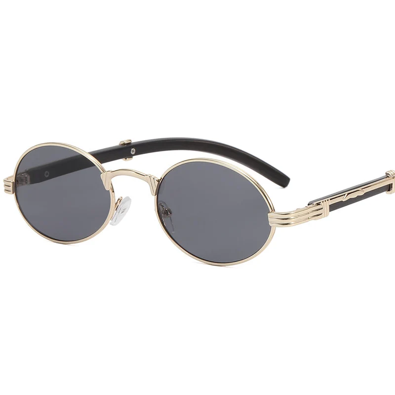 Dame rund designer solbrille med innovativ metallramme Luvikno