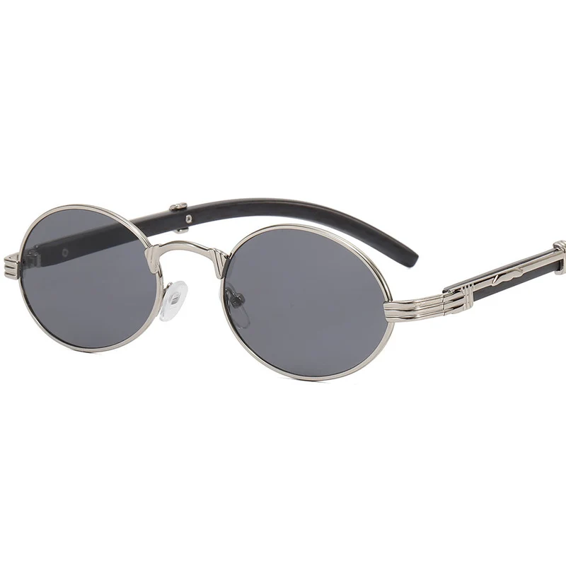 Dame rund designer solbrille med innovativ metallramme Luvikno