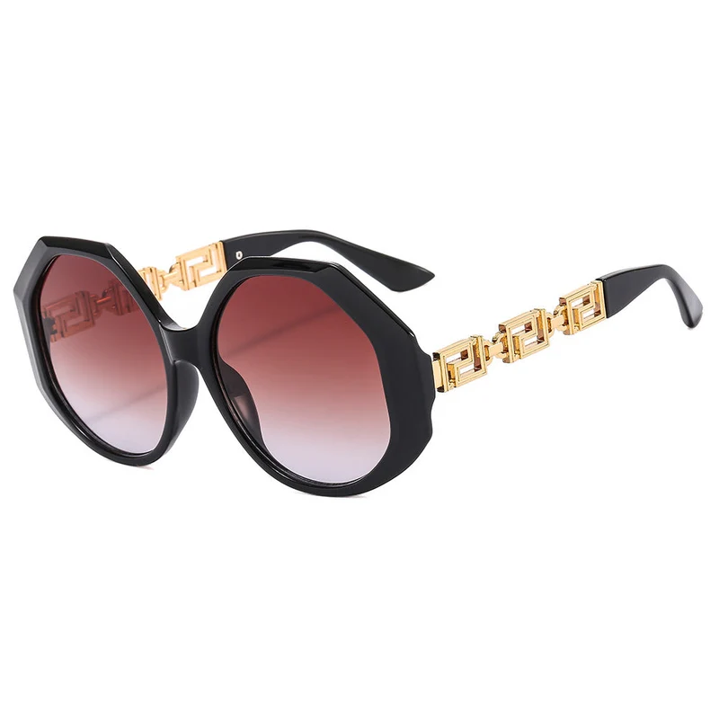Dame oversized solbrille med iøynefallende oktagonal design Luvikno