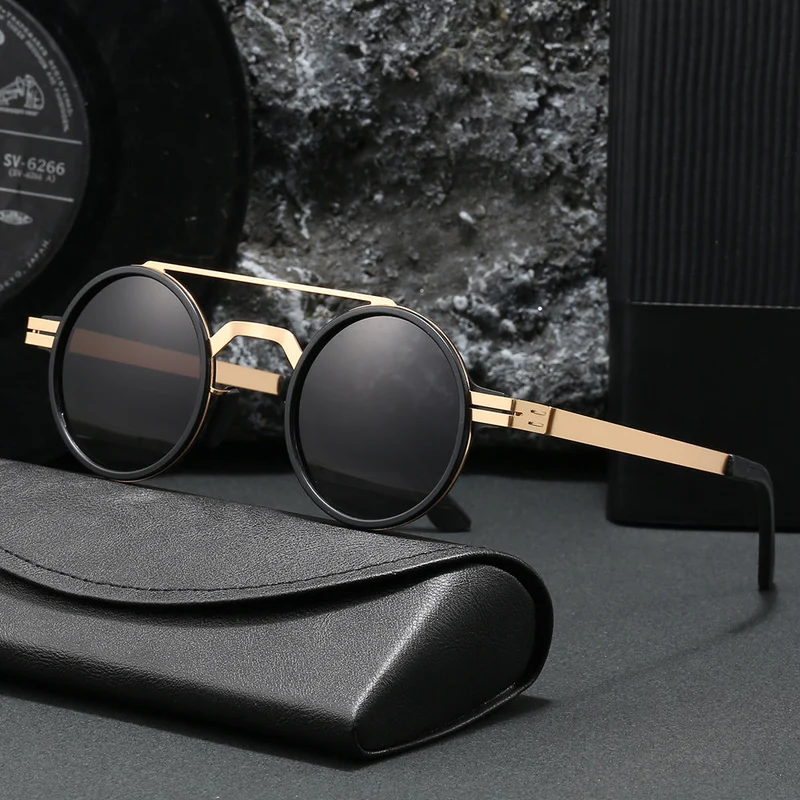 Dame moterunde solbriller med minimalistisk design Luvikno