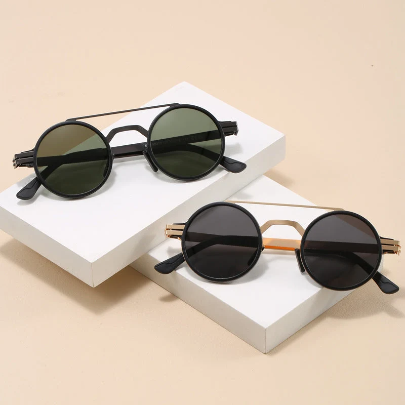 Dame moterunde solbriller med minimalistisk design Luvikno
