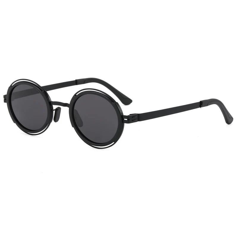 Damer moteriktig rund solbrille med elegant metallramme Luvikno