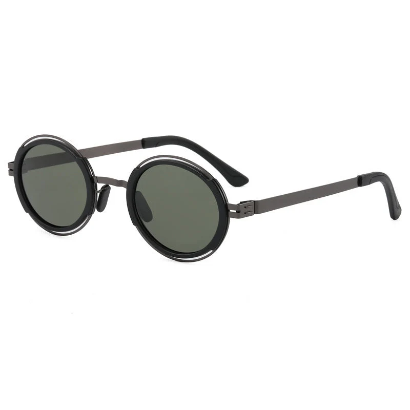 Damer moteriktig rund solbrille med elegant metallramme Luvikno