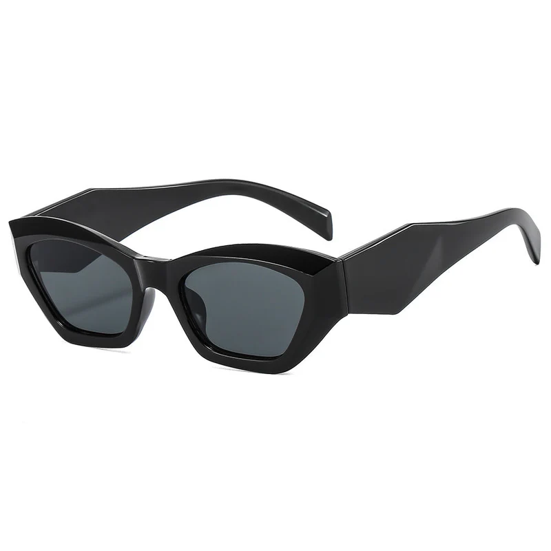 Dame geometrisk designer solbrille med glitrende ramme Luvikno