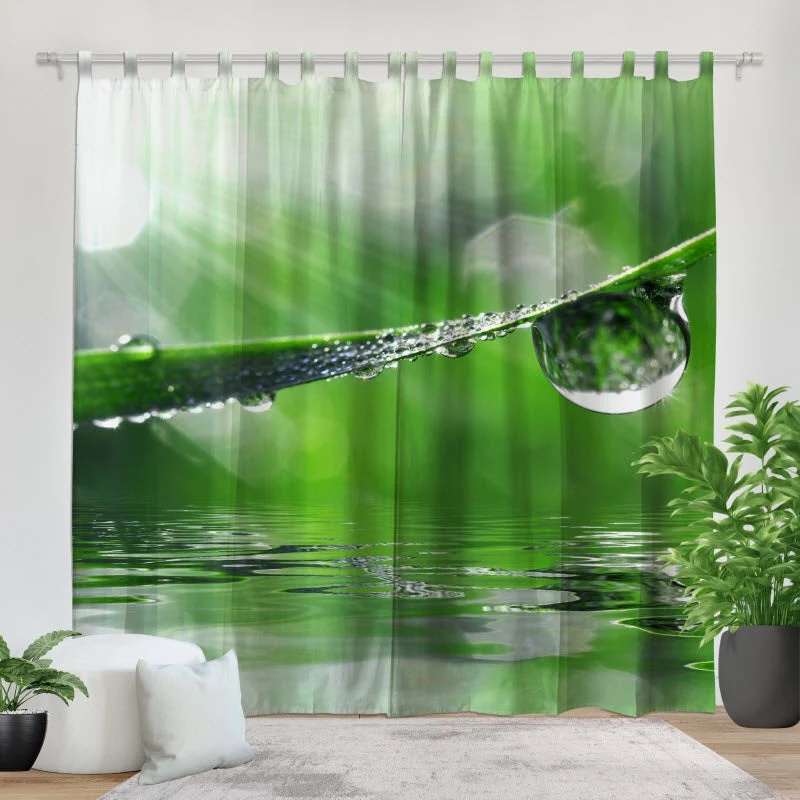 Fotovorhang "Wassertropfen auf Gras"