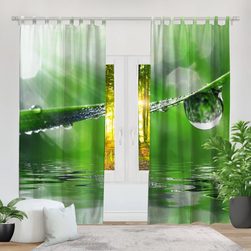 Fotovorhang "Wassertropfen auf Gras"