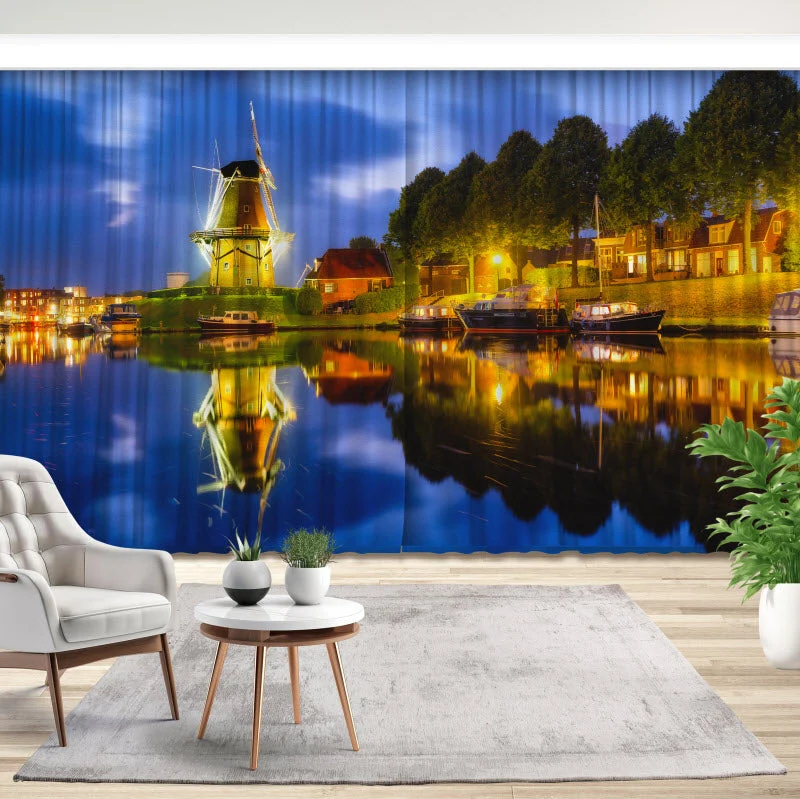 Fotovorhang "Mühle bei Nacht"