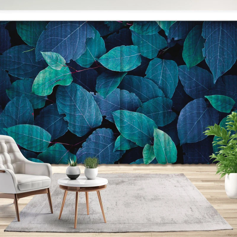 Fotovorhang "Blätter Grün Blau"