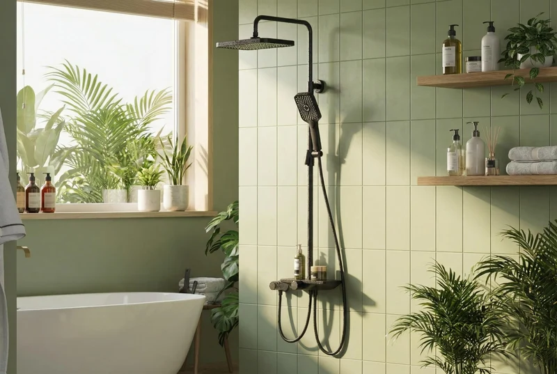 Sistema Doccia Garvee con Doccia a Soffione Set con Soffione da 250mm, Doccia a Mano 3+1 Funzioni, Acciaio Inox Cromato, Mensola Integrata, Asta Doccia Regolabile, Bagno Moderno