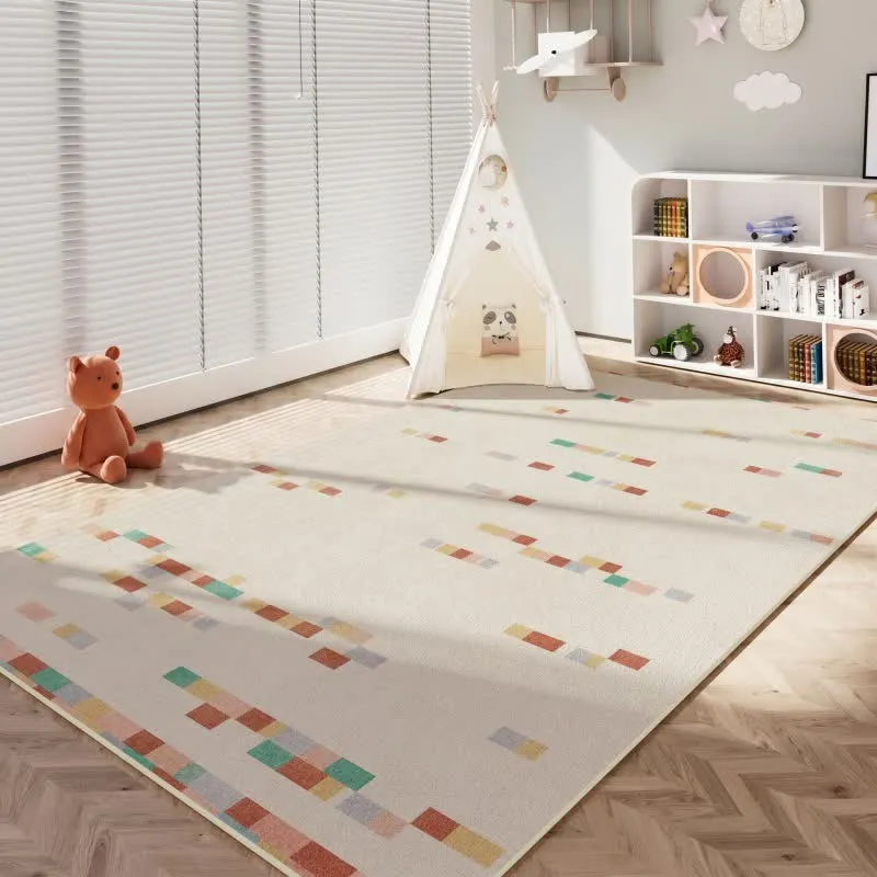Pastellfarbener geometrischer Kinderteppich