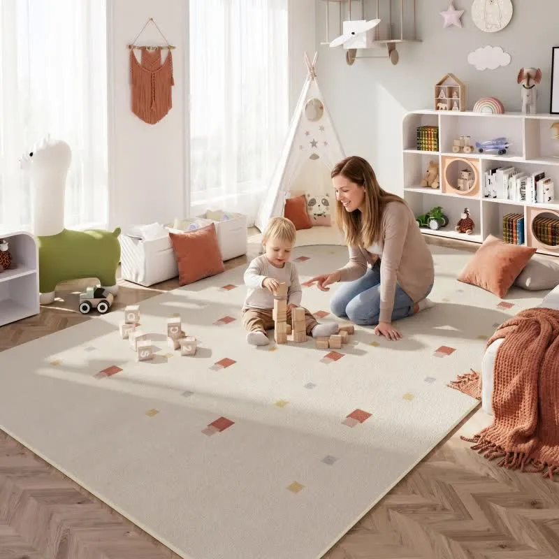 Neutraler pastellfarbener Punkt-Kinderteppich