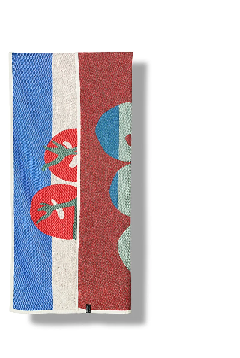 Cotton Beach Towel or Mini Blanket "Pomodori" by Michele Rondelli & Sophie Probst