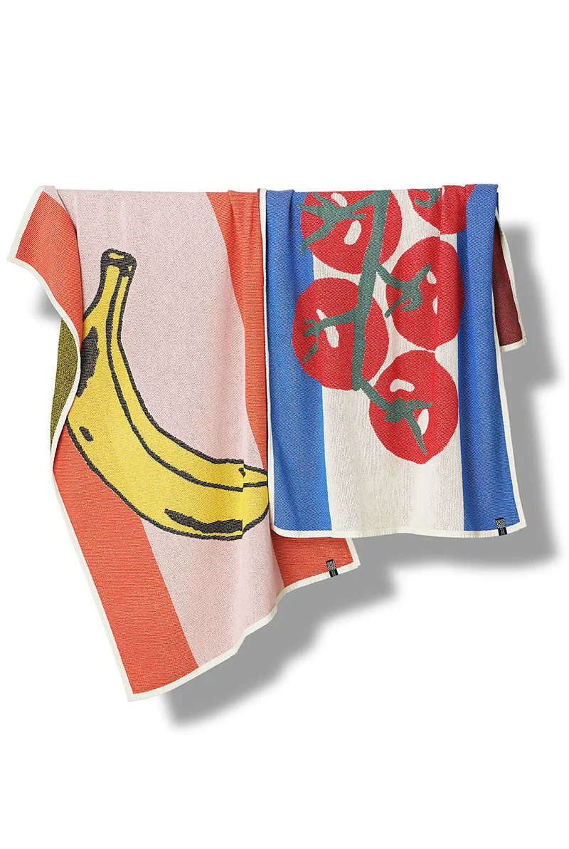 Cotton Beach Towel or Mini Blanket "Pomodori" by Michele Rondelli & Sophie Probst
