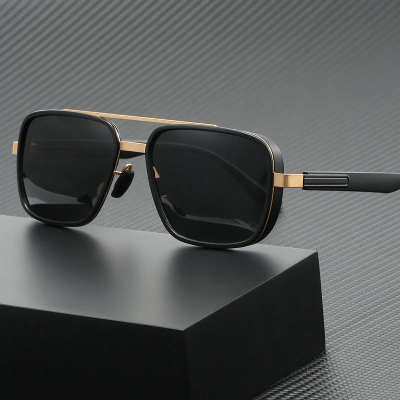 Dame elegant firkantet solbrille med høykvalitets metallramme Luvikno