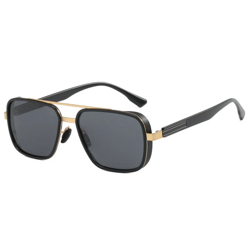 Dame elegant firkantet solbrille med høykvalitets metallramme Luvikno