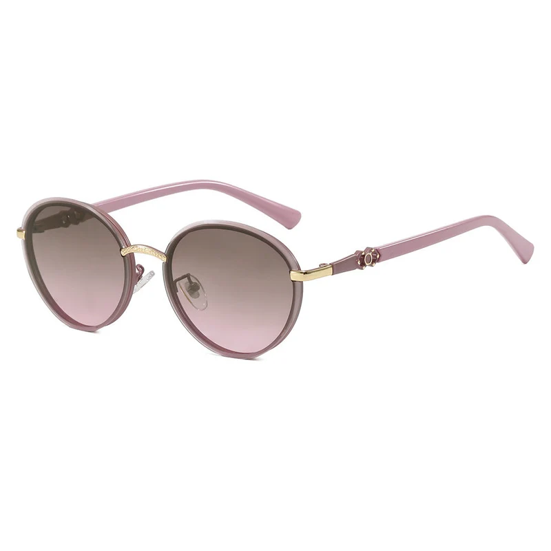Dame elegant rund solbrille med speilende effekt Luvikno