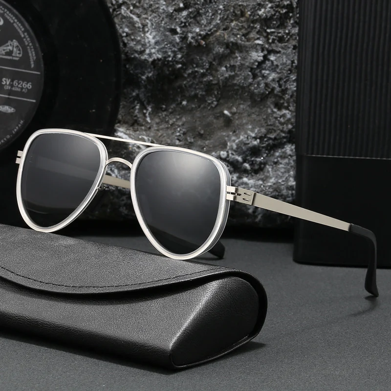 Dame Aviator-solbriller med robust metallramme og polariserte linser Luvikno