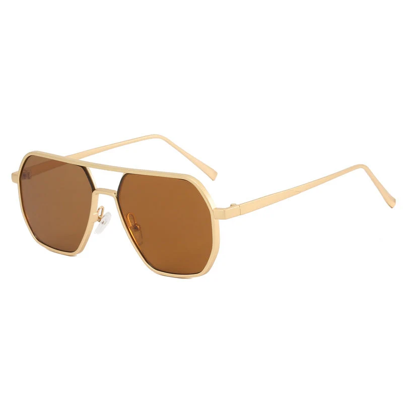 Dame trendy solbrille med moderne geometrisk ramme Luvikno