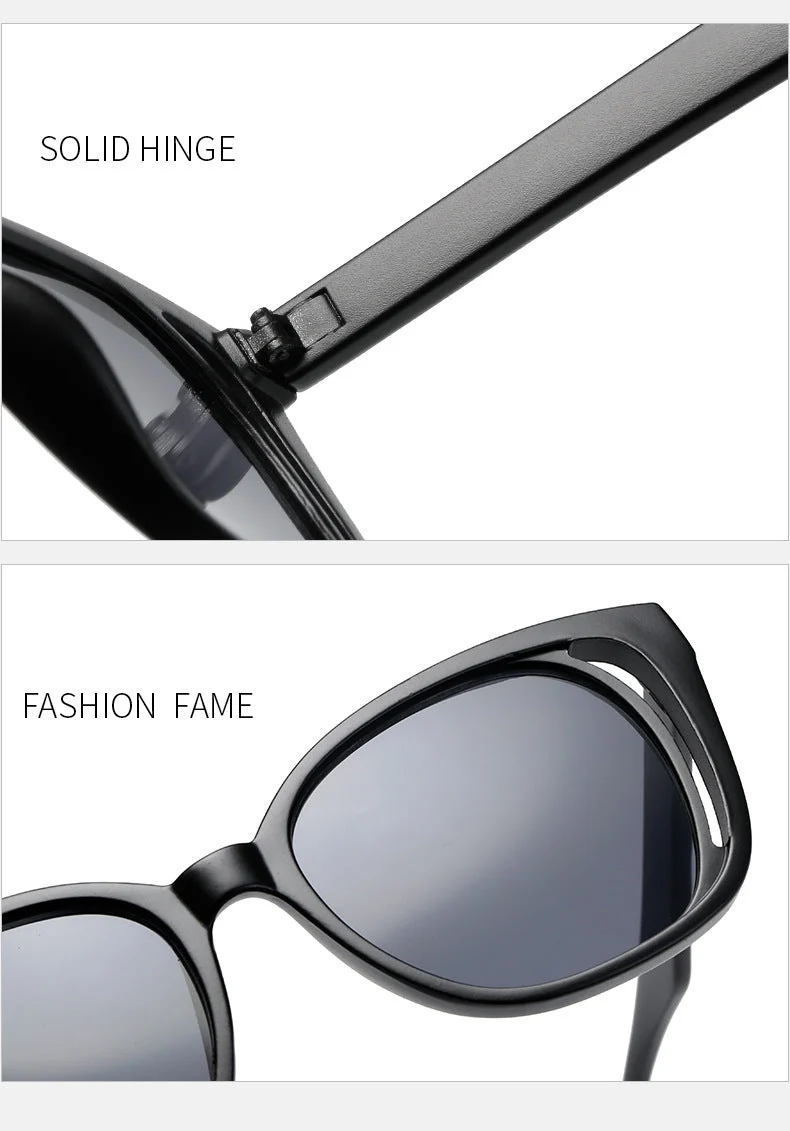 Dame stilige Cat-Eye solbriller med robust ramme Luvikno