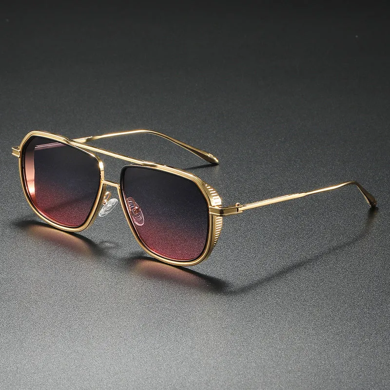 Dame Elegant solbrille med kantet metallramme Luvikno