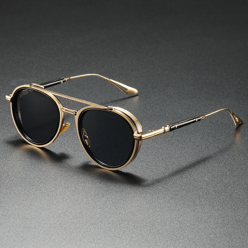 Dame designer solbriller med luksuriøs metallramme og retro-Accenter Luvikno