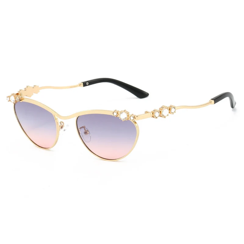 Dame Cat-Eye Solbriller med glitrende steindekor Luvikno