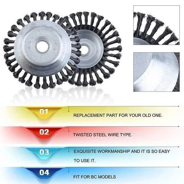 SteelTwist Ugressbørste – 360° Trimmerblad av Flettet Stål (15 cm) | Luvikno