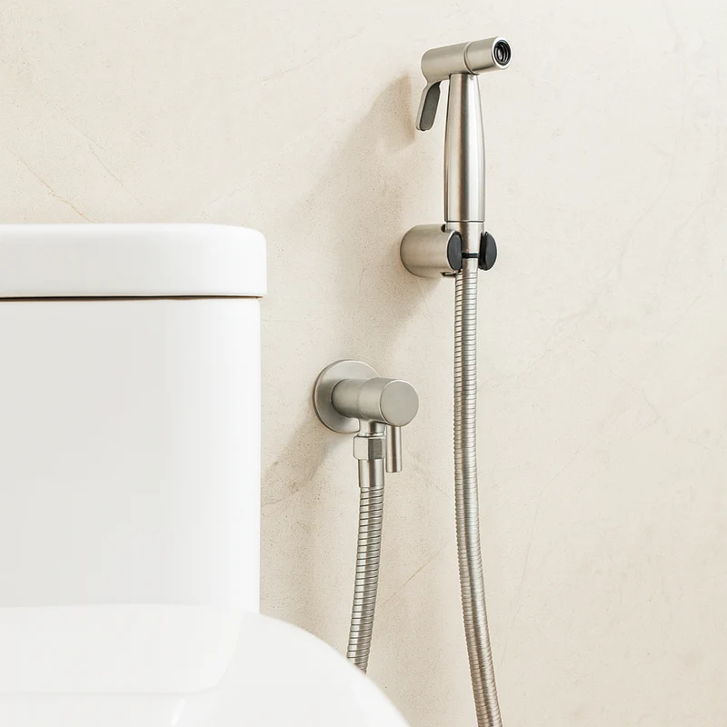 Stainless Steel Bidet Sprayer AquaNova – Hygienisk Toalett Dusj Sprøyte med Veggfeste | Luvikno