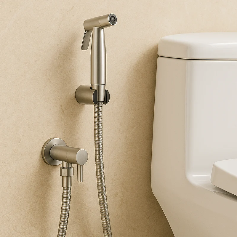 Stainless Steel Bidet Sprayer AquaNova – Hygienisk Toalett Dusj Sprøyte med Veggfeste | Luvikno