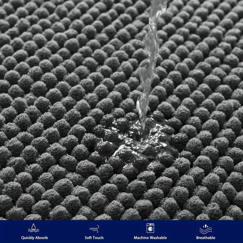 Rund LuxeChen Badmat Ultra-Myk Chenille – Antiskli & Hur tørk | Luvikno