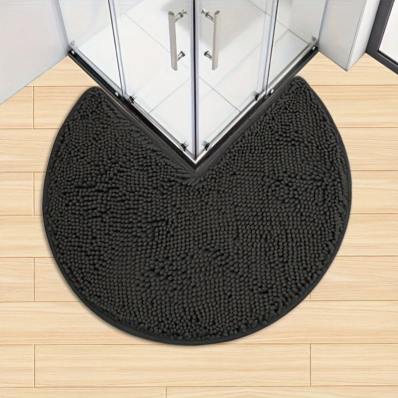 Rund LuxeChen Badmat Ultra-Myk Chenille – Antiskli & Hur tørk | Luvikno