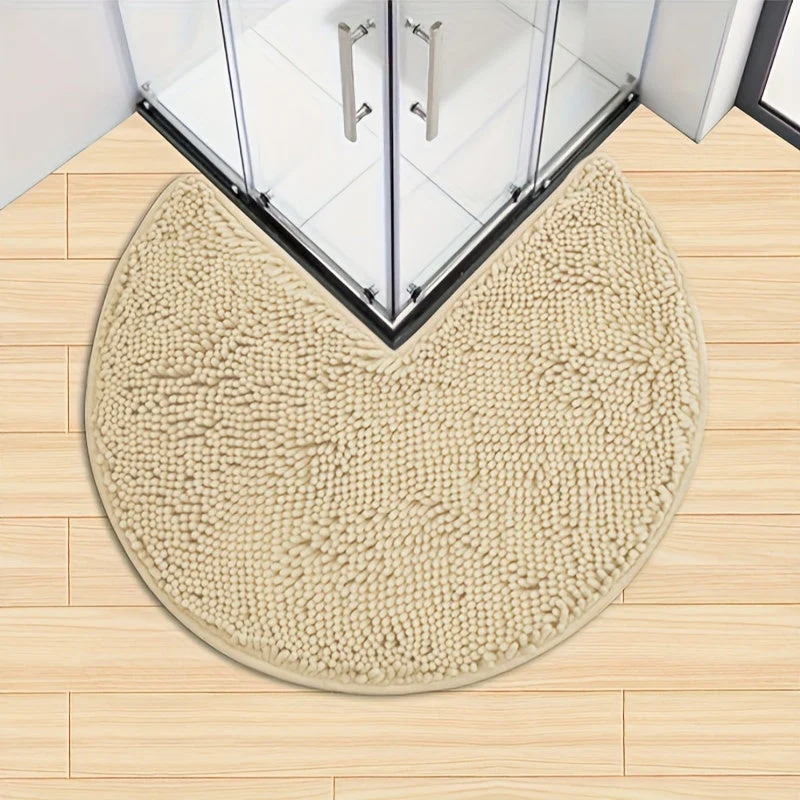 Rund LuxeChen Badmat Ultra-Myk Chenille – Antiskli & Hur tørk | Luvikno