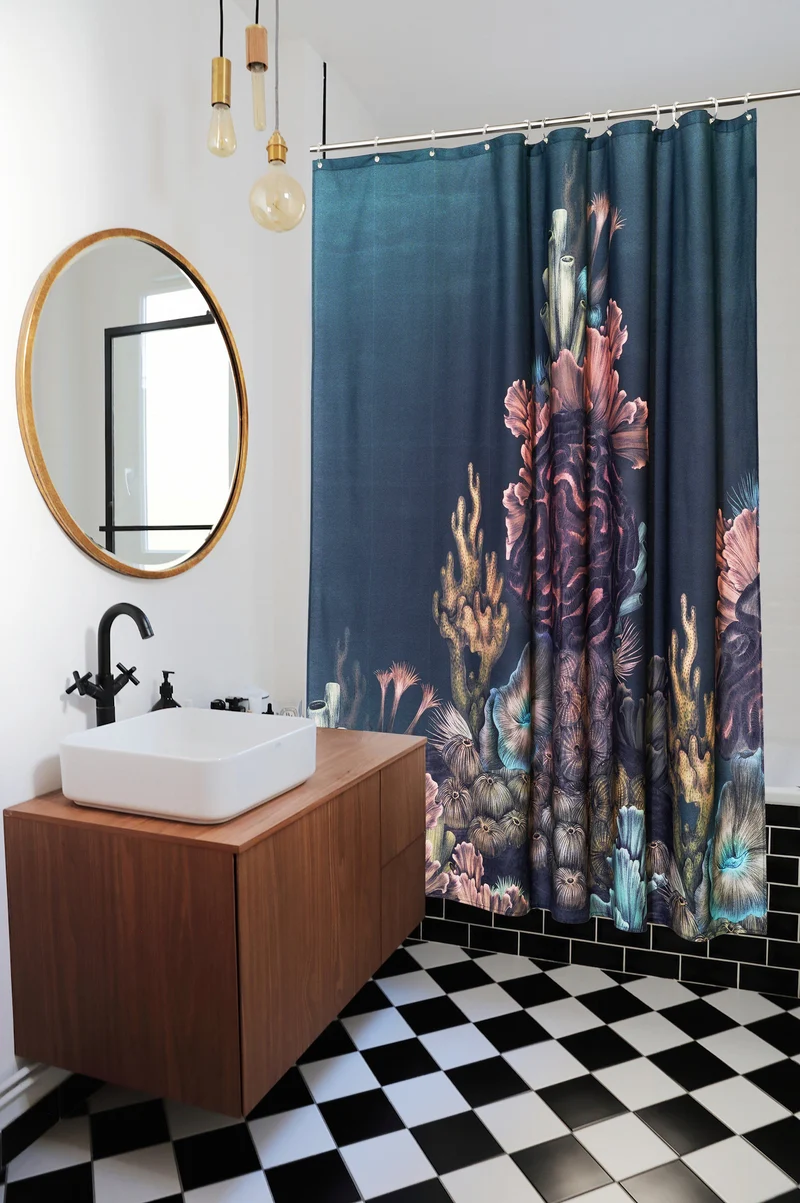 Artist Cotton Shower Curtain "The Aquarium" by Karina Eibatova