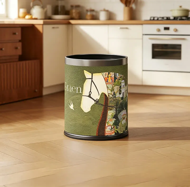 Mülleimer aus Leder mit Litschi-Textur (Reitsportart)