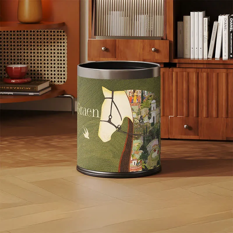 Mülleimer aus Leder mit Litschi-Textur (Reitsportart)