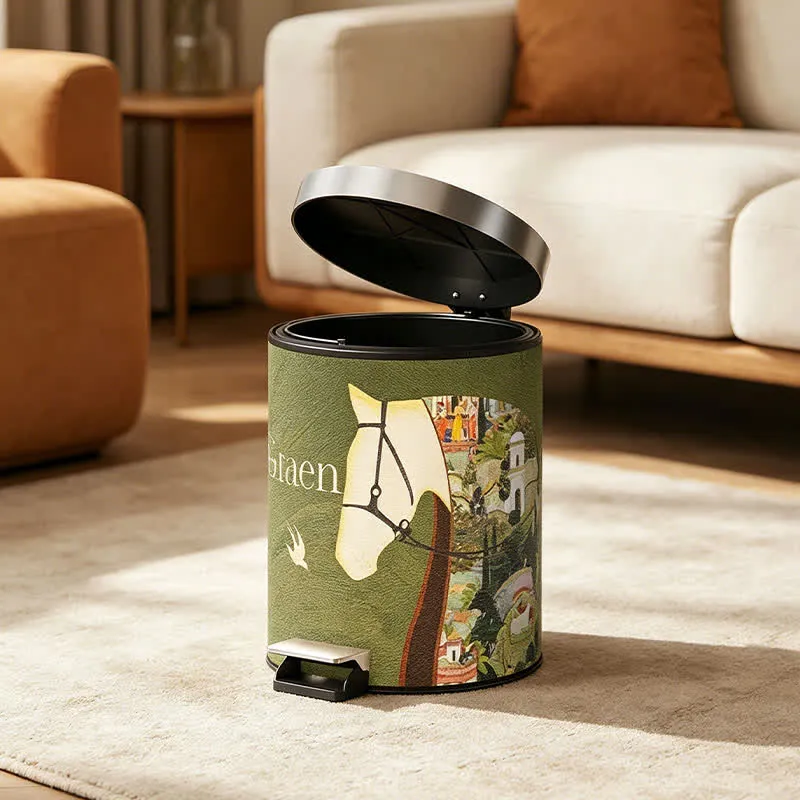 Mülleimer aus Leder mit Litschi-Textur (Reitsportart)