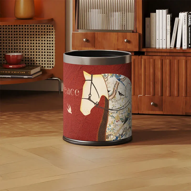 Mülleimer aus Leder mit Litschi-Textur (Reitsportart)