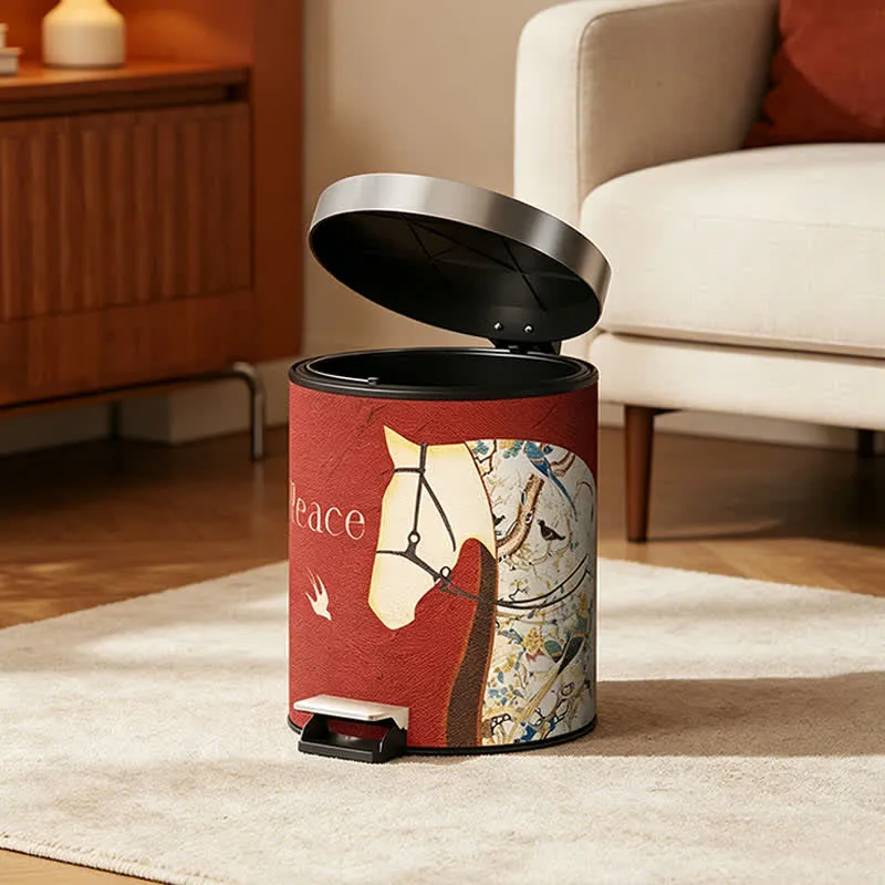 Mülleimer aus Leder mit Litschi-Textur (Reitsportart)